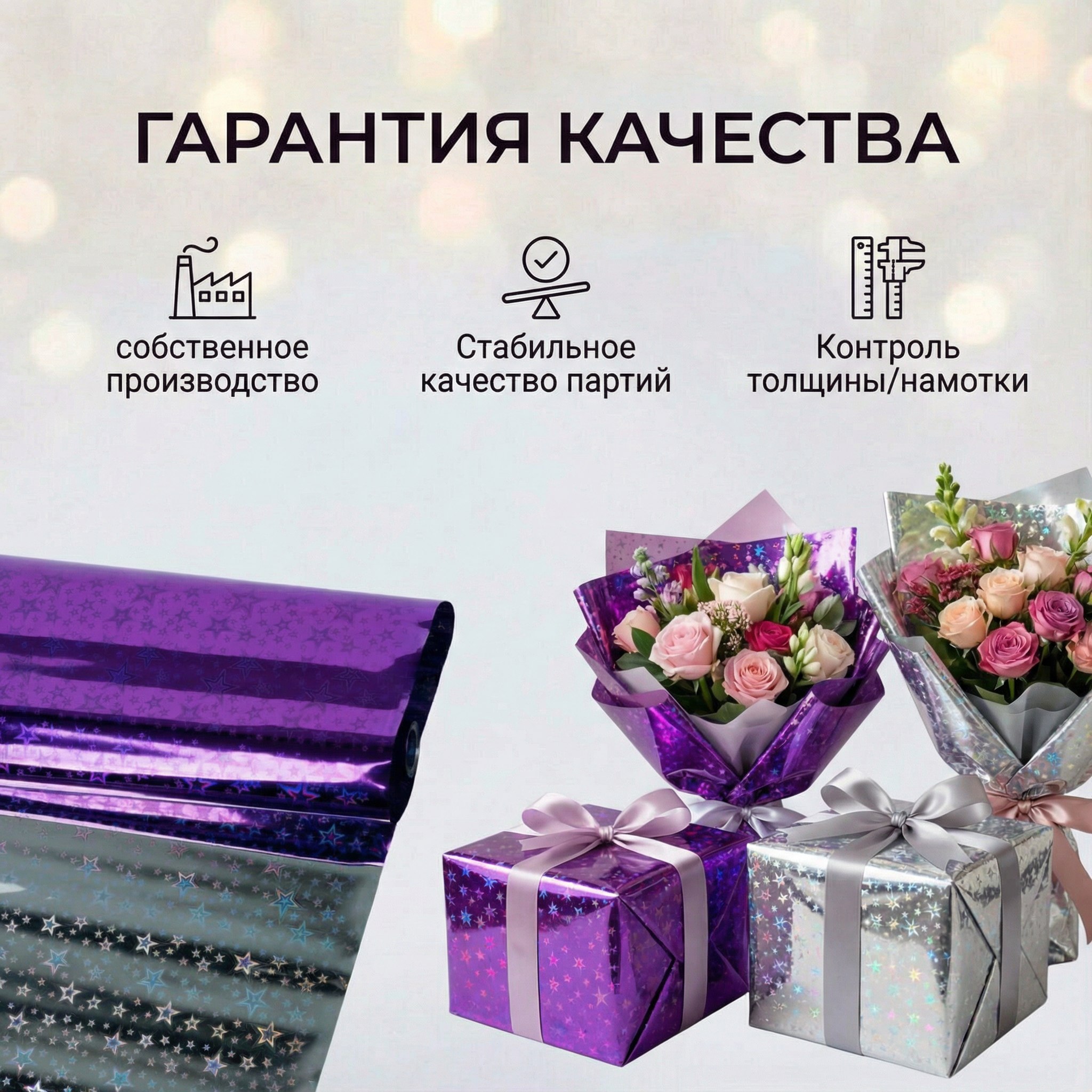 Пленка голограмма 700мм/7,8м/200гр 40мкм (10шт)