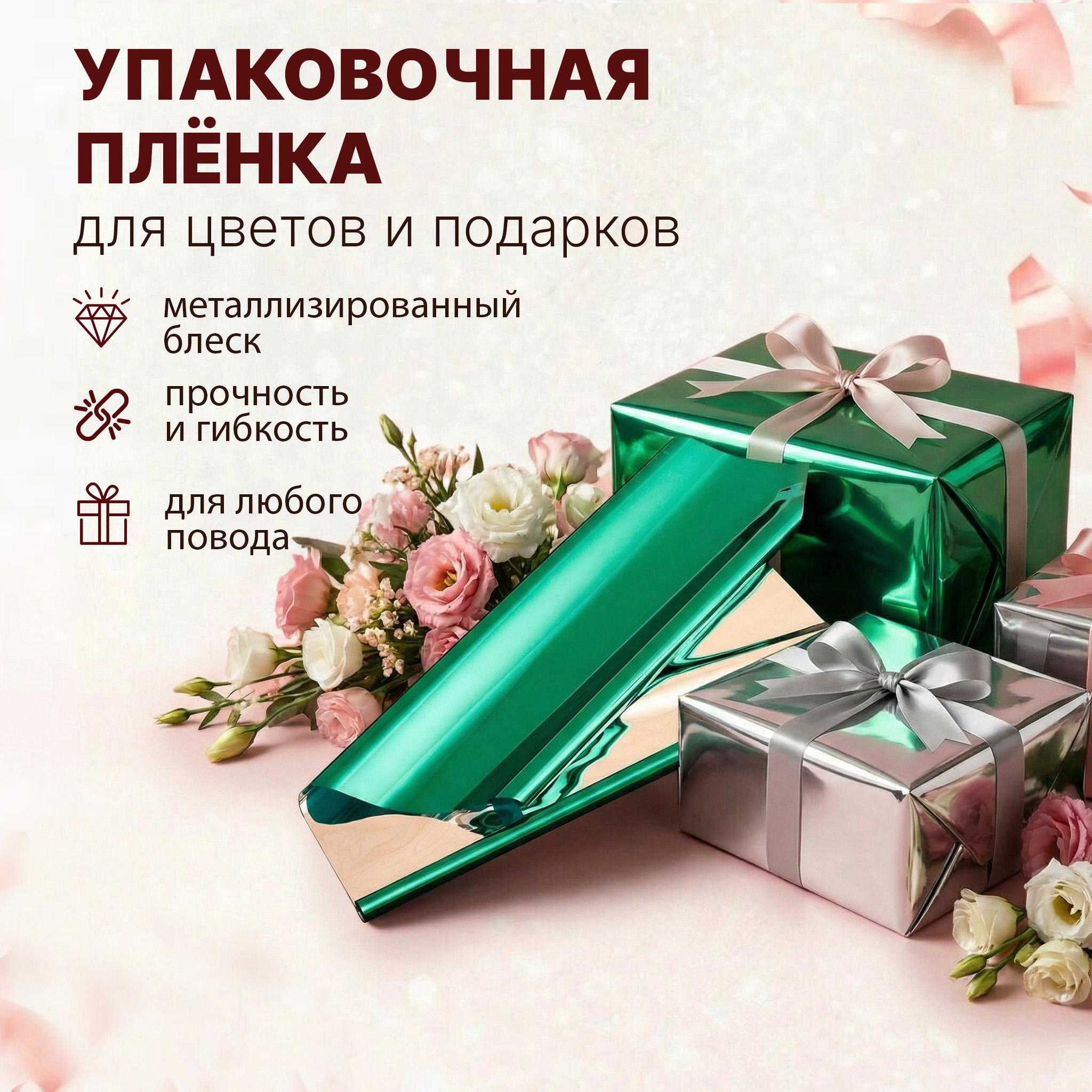 Пленка фольга цветная 700мм/7,5м/200гр 40мкм (10шт)