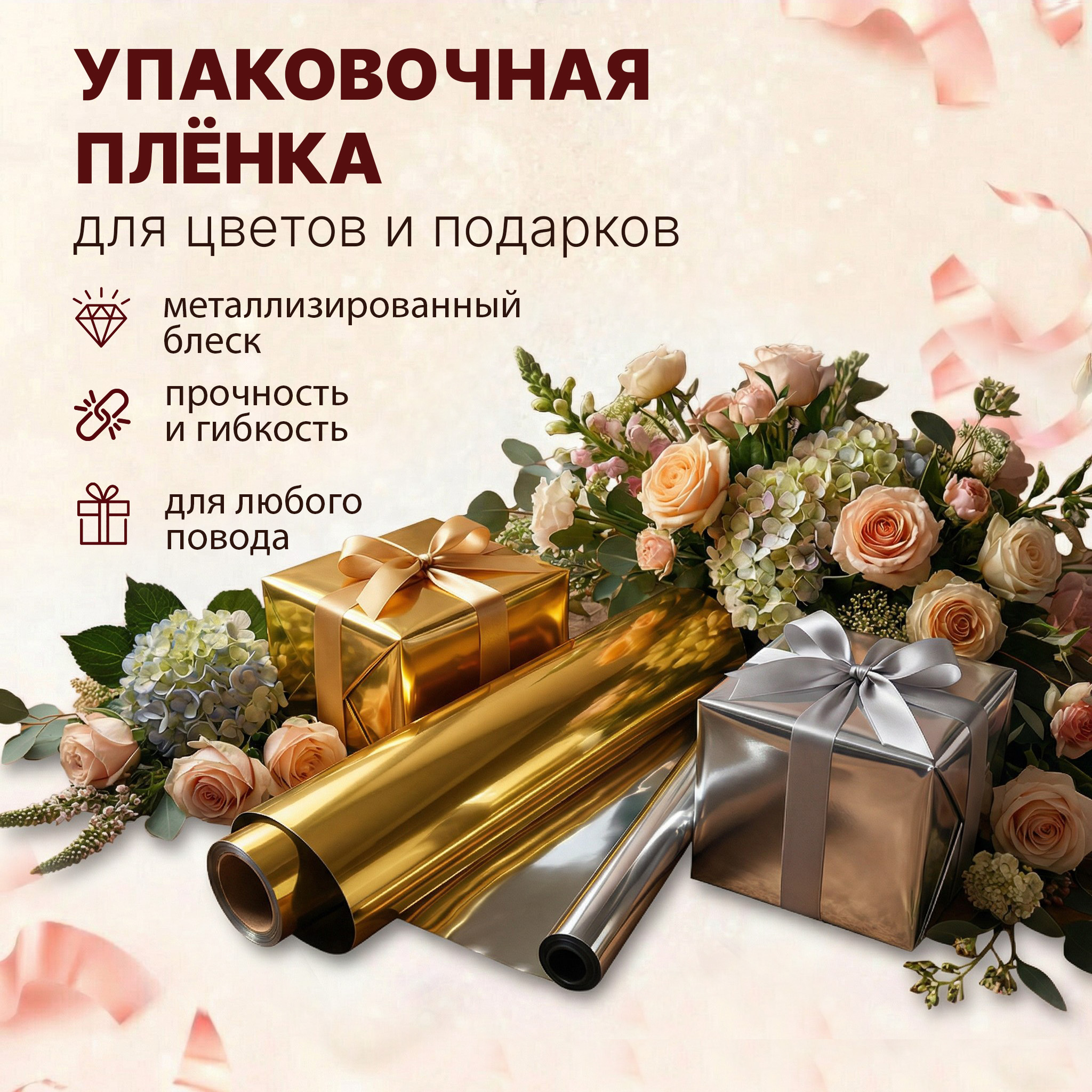 Пленка фольга цветная 700мм/15м/400гр 40мкм (10шт)