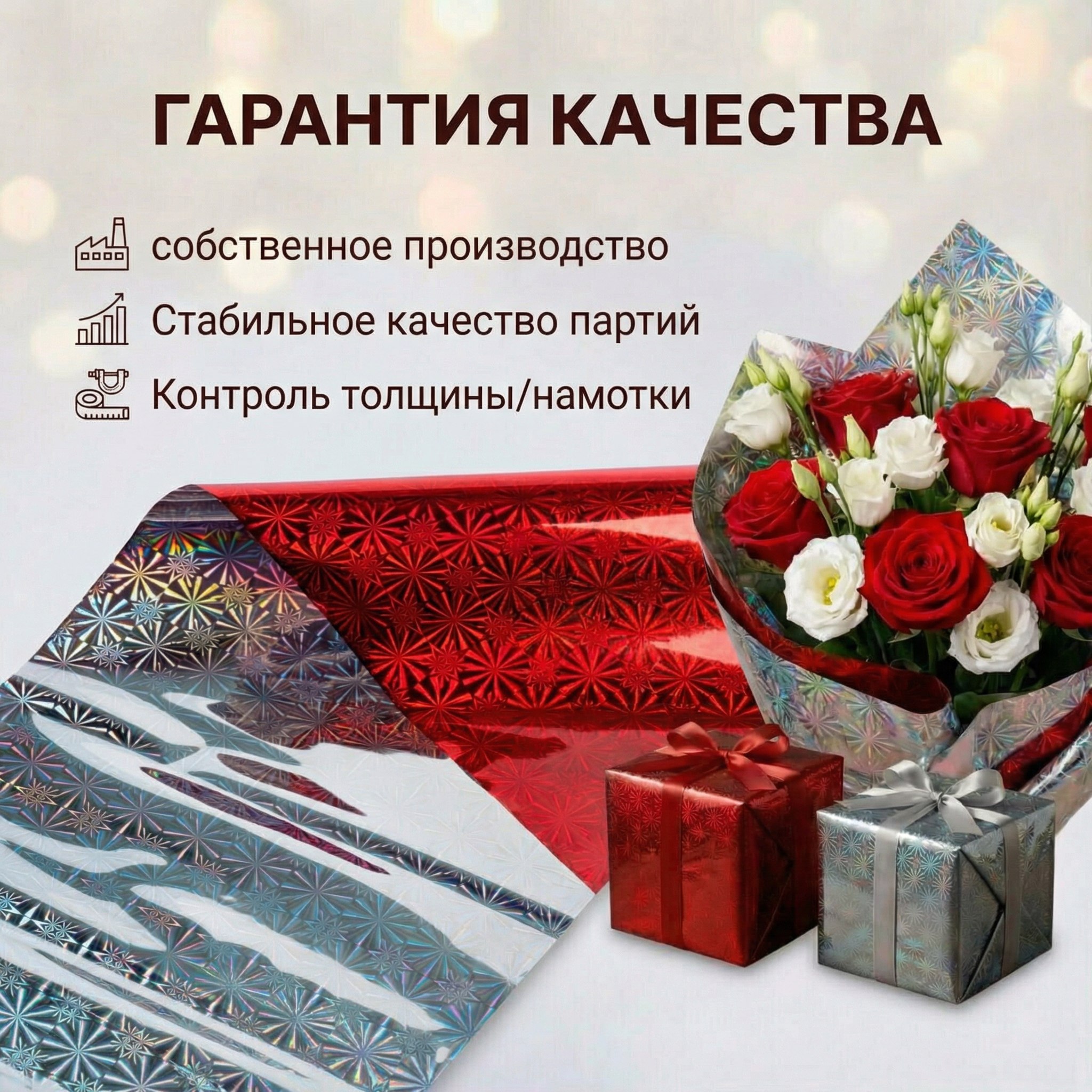 Пленка голограмма 700мм/7,8м/200гр 40мкм (10шт)